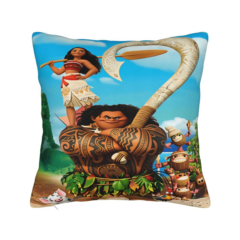 Cartoon M-Moana V-Vaiana Maui Pillow Case  Square Pillow Cover Funny Pillowcases For Sofa Bedroom Home Decor