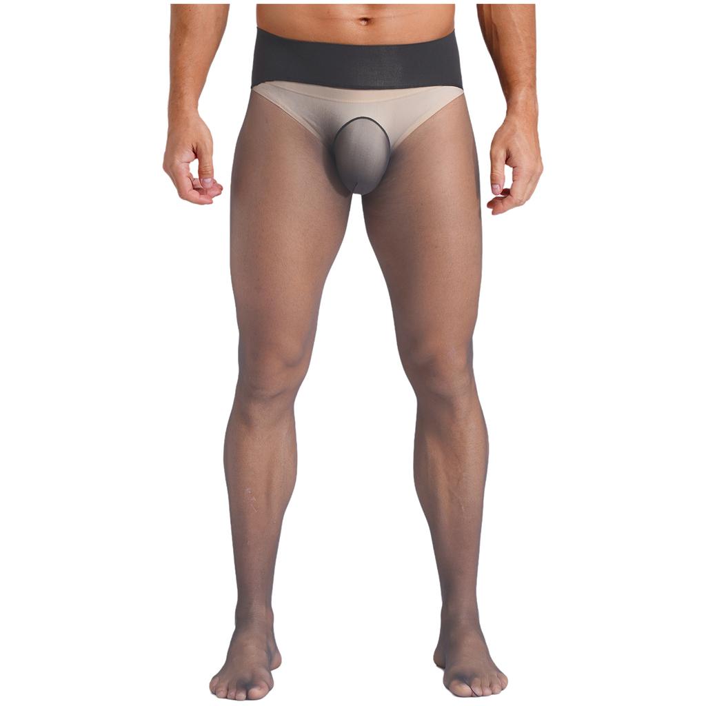 Herren Ultra Dünne Dehnbare Strumpfhosen Strümpfe Hoher Bund Nahtlos Durchsichtig Leggings Nachtwäsche
