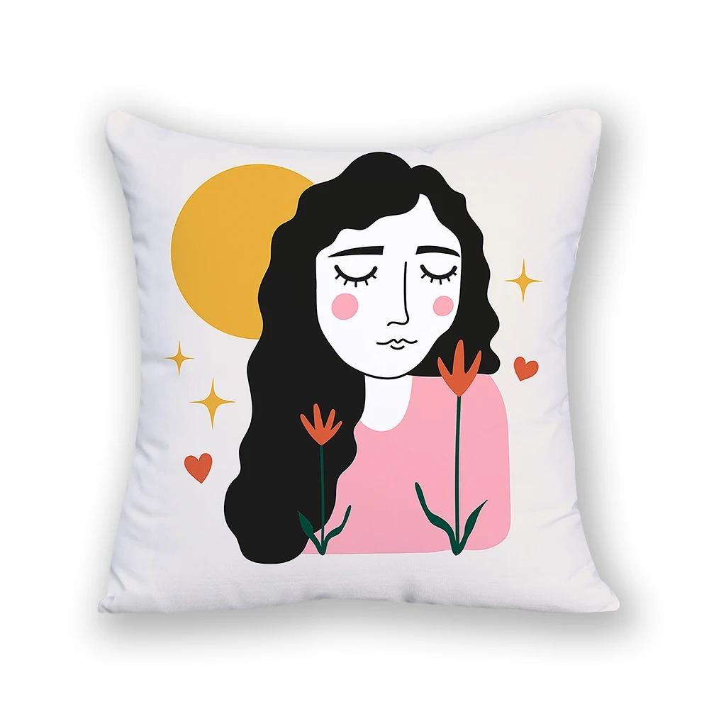 

Мультяшный пейзаж скандинавский домашний декор мультяшный богемный стиль квадратная подушка наволочка подушка 40x40cm