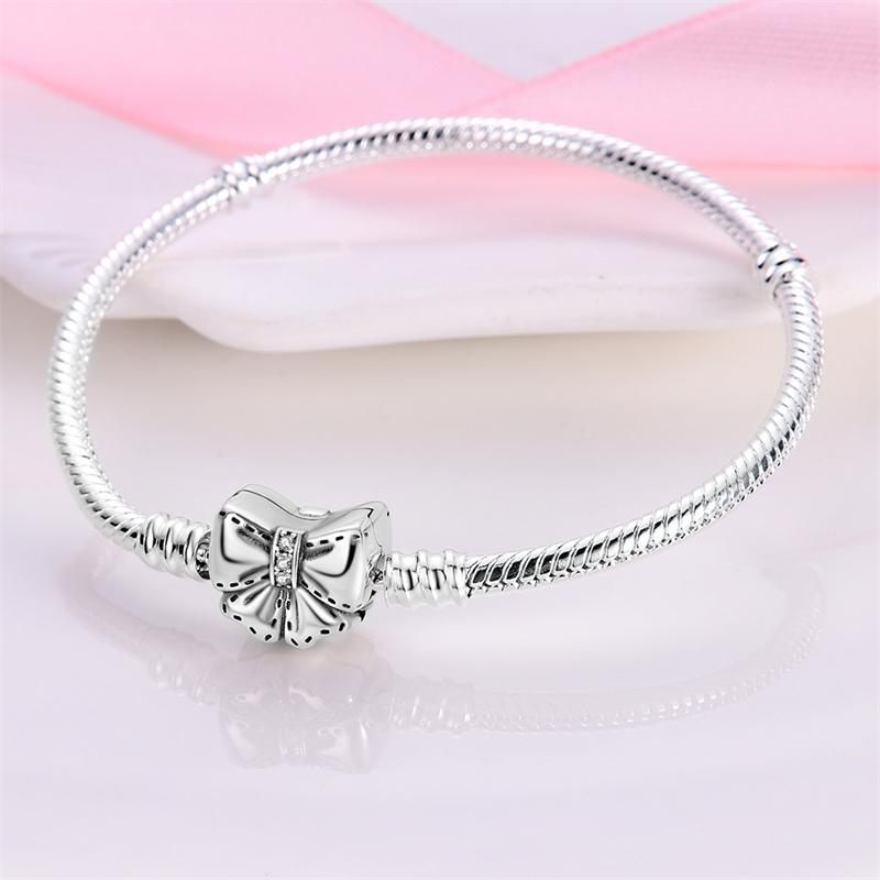 Armband Silber 925 Original 17-20CM Stern Mond Sonne Schmetterling Zirkon Feine Armbänder Passend für DIY Charms Geburtstags Schmuck Souvenir Geschenk