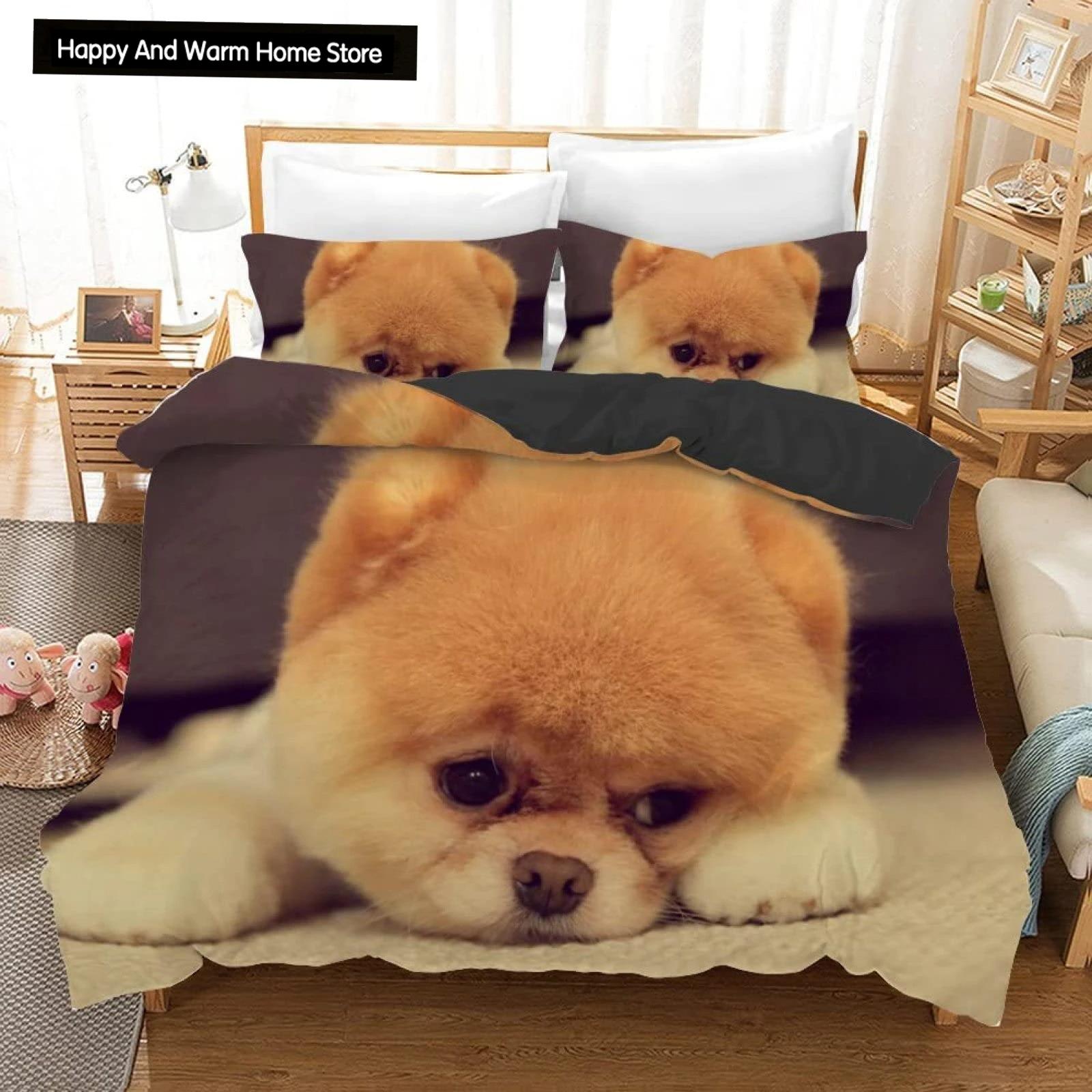 

Pomeranian Dog King Queen Duvet Cover Puppy Bedding Set for Teens Adults Pet Animal Colorful Sky 2/3pcs Polyester Quilt Cover EU single(135x200cm)