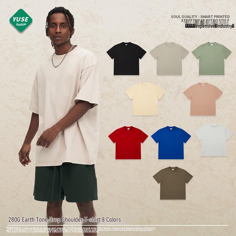 

Men s Heavyweight Pure Cotton High Neck Short Sleeve T-Shirt Large червоний