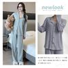 Narebualo Cietupoop Lapel Front Striped Sanded Long Loose Solid Sleepwear for and Winter Women's V-Neck Pajamas, Button-Up Opening, Print, Sleeves,