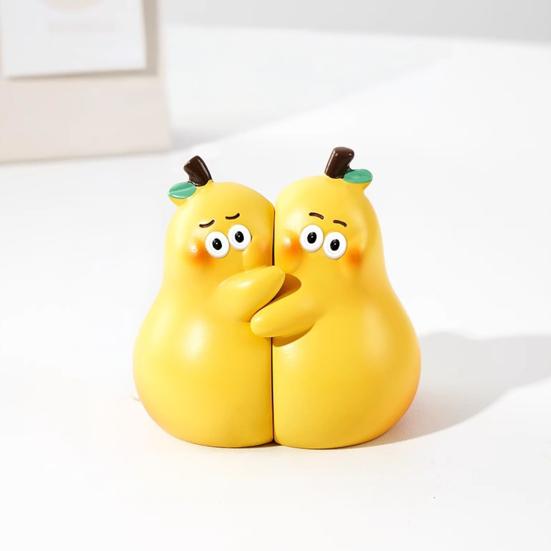 1 Paar niedliche umarmende Birnen Buchstützen, Harz Birne Buchständer, Cartoon Obst Buchhalter Stopper für Zuhause, Büro, Bücherregal Dekor