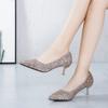 Fashion Women High Heels Sandals Trend Slip On Comfortable Wedding Low Heels Lady Party Shoes Glitter Evening Sandals Zapatos De Mujer