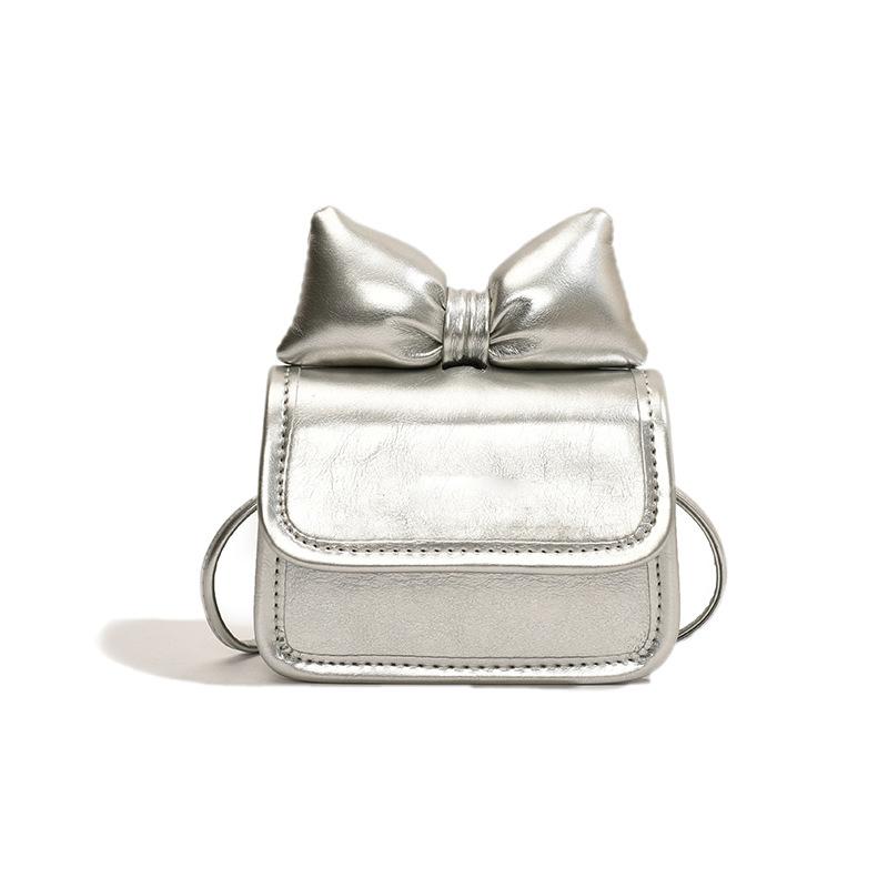 

Мини-сумка через плечо с бантом, модная сумка из искусственной кожи для хранения помады, модные сумки-мессенджеры, изысканные кошельки серебряный