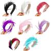 Tea Party Feather Fascinator Headband for Party Wedding Colorful Feather Fascinator Hair Hoop Cosplay Party Headdress