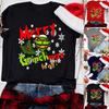 Women Christmas Grinch Short Sleeve T-shirt Tops With Trendy Crew Neck Design