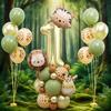 Forest Party Balloon Set Cute Animal Head Tiger Lion Giraffe Balloon, 32 inch Digital Balloon Jungle Theme Birthday Decoration