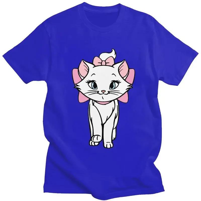 Male Marie Cartoon Cat T Shirt Short Sleeve Cotton Tshirt Trendy T-shirt Leisure Tee Tops Oversized Apparel Unisex