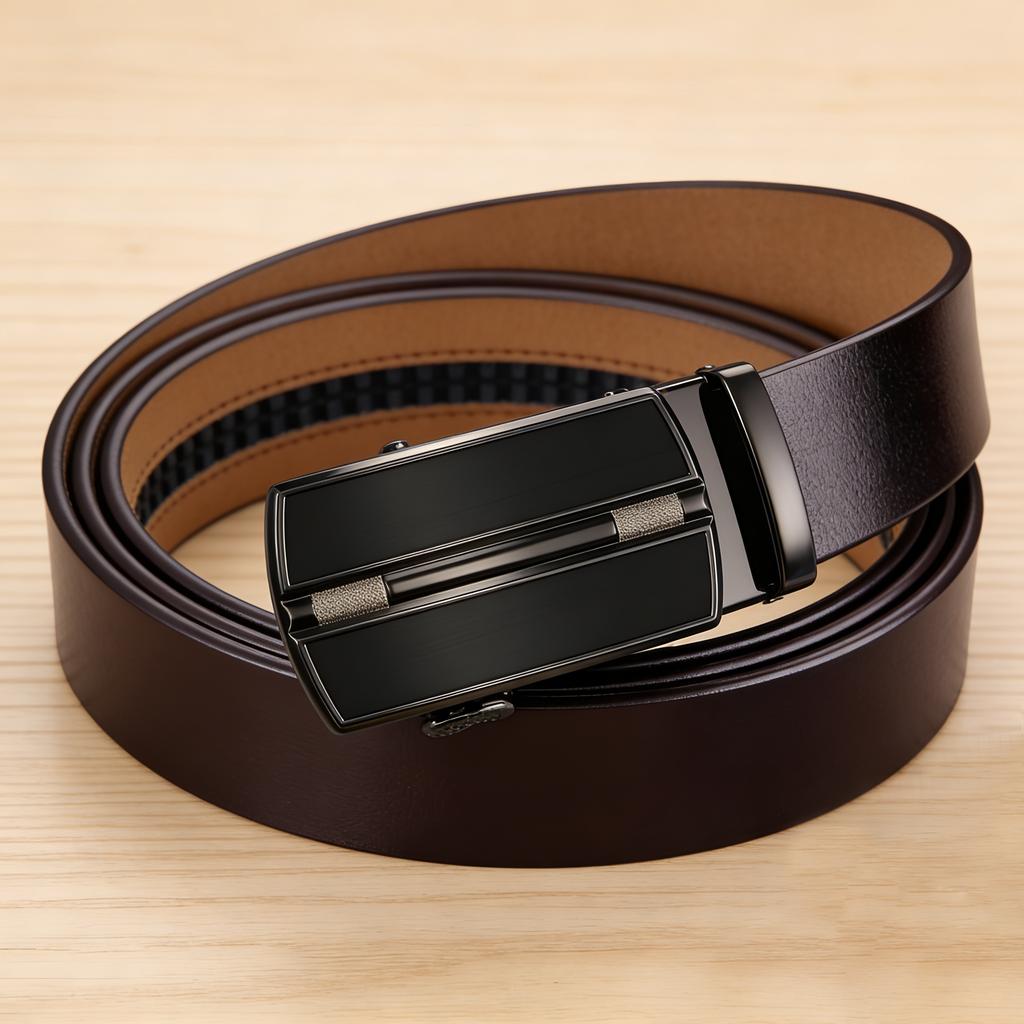 Men's High Quality Cowskin Leather Belt Strap Male Metal Alloy Automatic Buckle Belt for Men Formal Luxury Jeans Waistband Strap