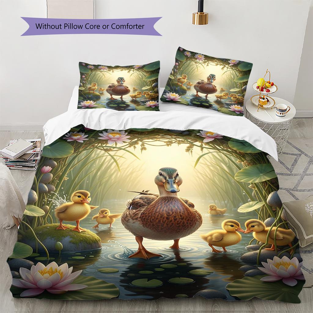 Cartoon Pattern Bedding Quilt Set Quilt Cover Pillowcase Home Decoration Birthday Gift (1 * duvet cover + 2 * pillowcase, without core)