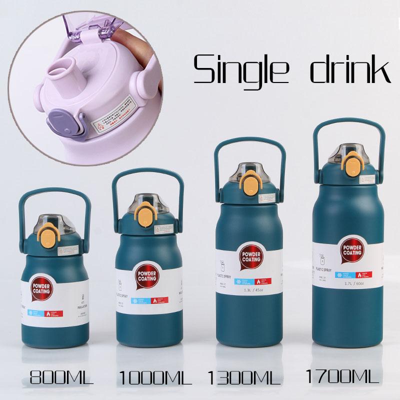 1.3L/1.7L Large Capacity Thermo Bottle Stainless Steel Thermal Thermo Water Portable Vacuum Mug Thermos Insulated Cup Tumbler