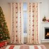 American Style Christmas Embroidered Sheer Curtain Festive Window Decor Living Room Bedroom Balcony