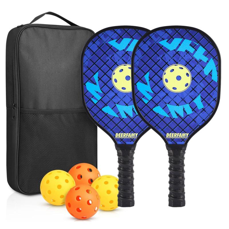 Wooden Pickleball Paddle Set Kids With 4 Balls Carry Bag Lightweight Outdoor Beach Sport Equipment