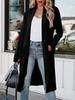 2025 Women's Autumn Casual Loose Solid Color Long Cardigan Pocket Woolen Coat