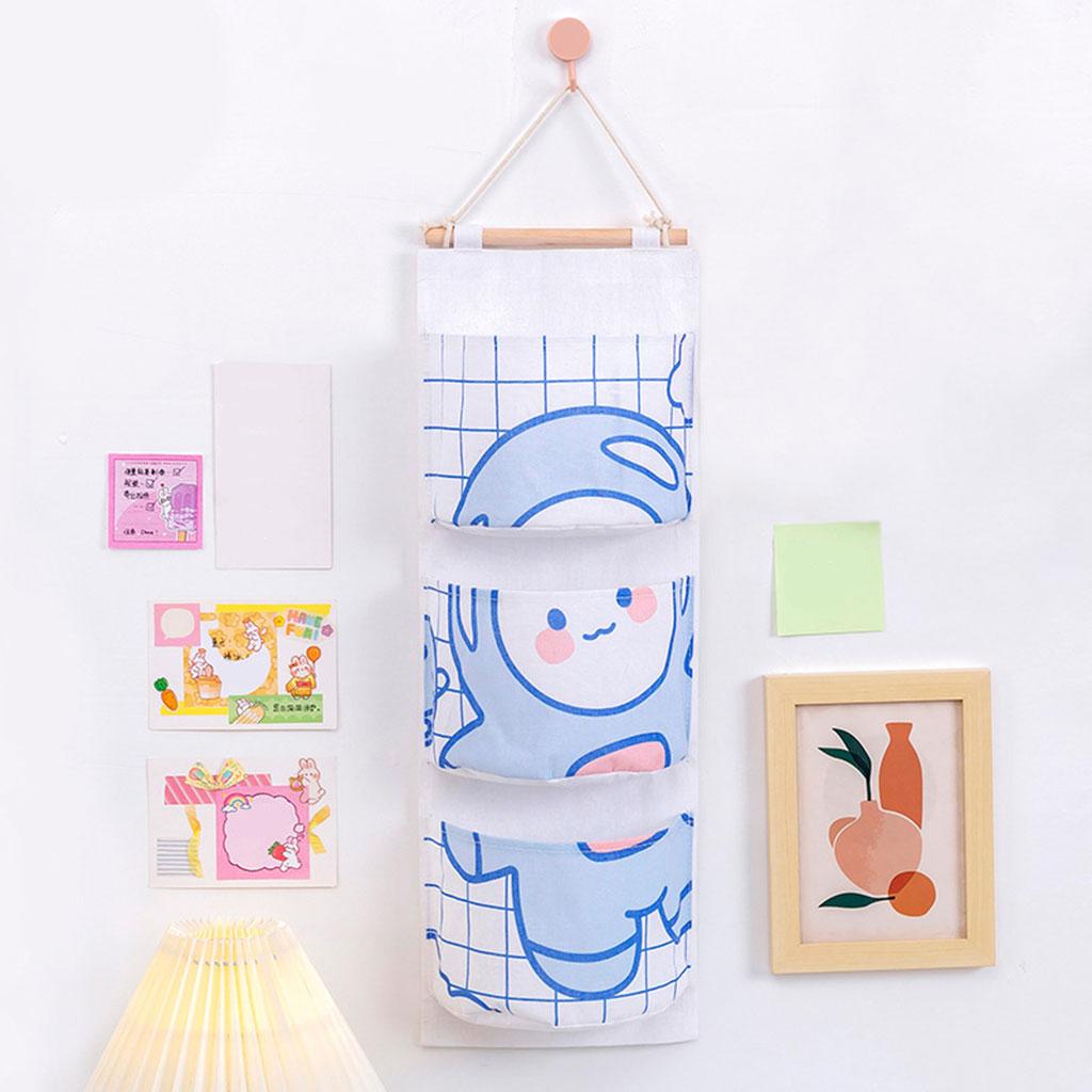 Stylish Wall Hanging Storage Bag 3 Pockets Pouch Closet for Wallets Bedroom