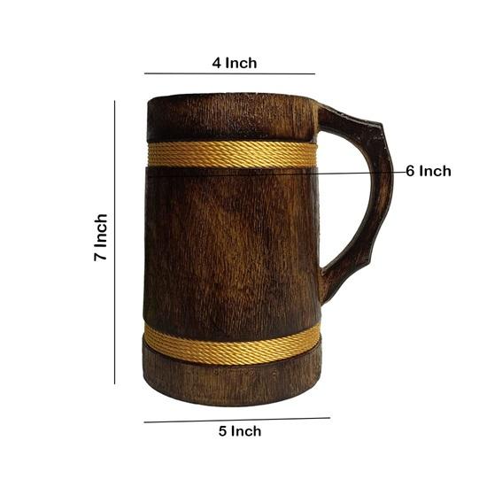 17.78 Cm Wooden Beer Mug for Parties Daily Use Food Safe