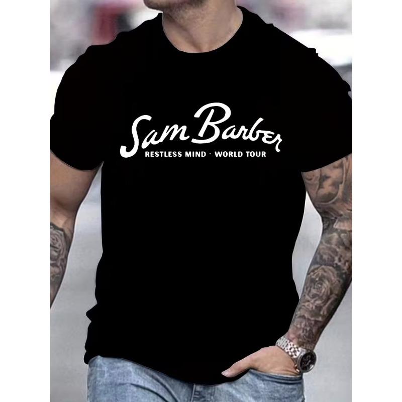 European Size Plus Size Vintage Sam Barber Restless Mind World Tour T-Shirt - Oversized Cotton Tee with Tour Print, Suitable for Daily Wear S чёрный