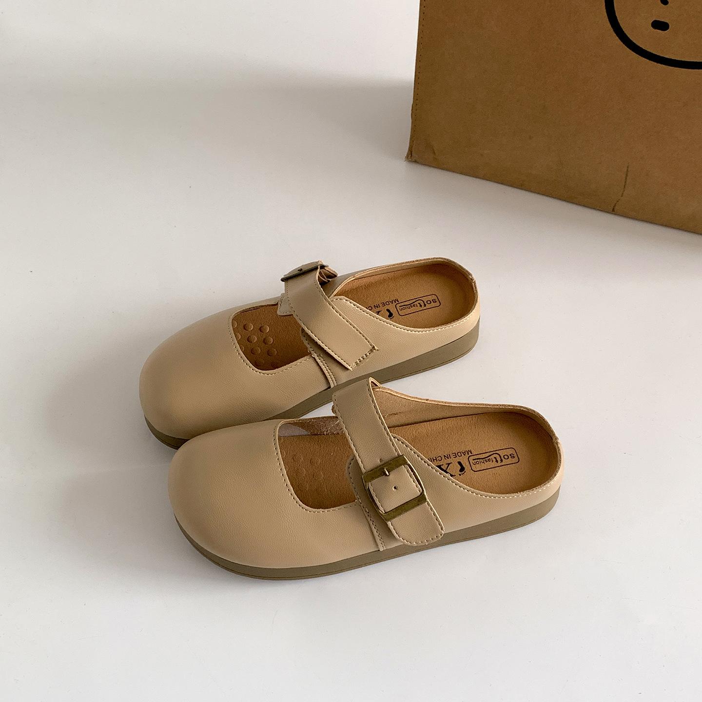 

White retro bag head inner height-increasing slippers women s summer outer wear 2025 new non-slip light mouth French cool slippers 40 хаки