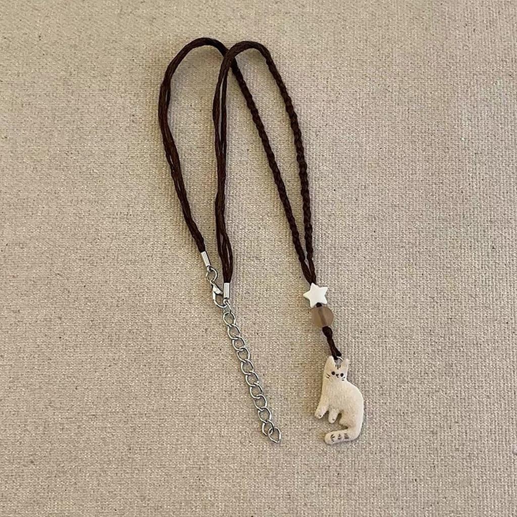 Cats Pendant Necklace Adjustable Flocking Rope Clavicle Chain Unique Gift For Cats Lovers And Fashion Enthusiasts