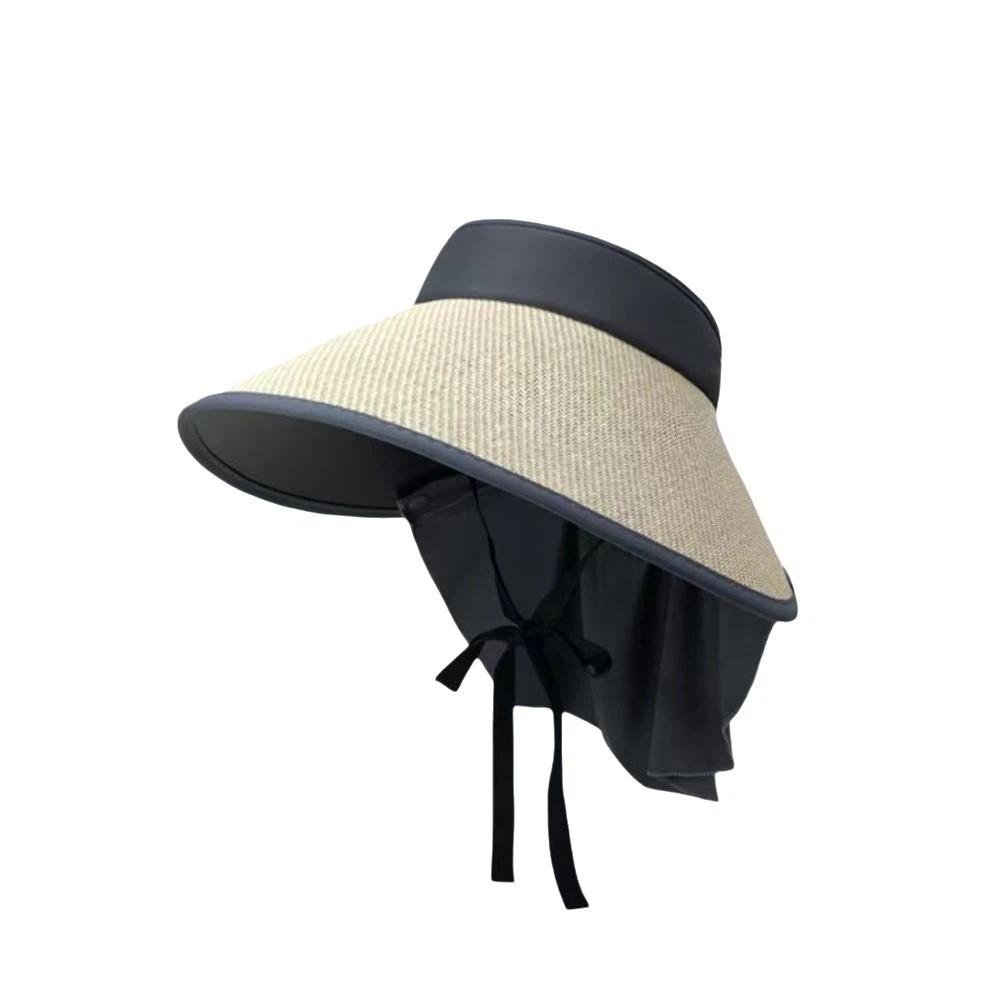 Detachable Shawl Straw Cap Wide Brim Empty Top Sun Hat Fashion Sunshade Hat  Cycling