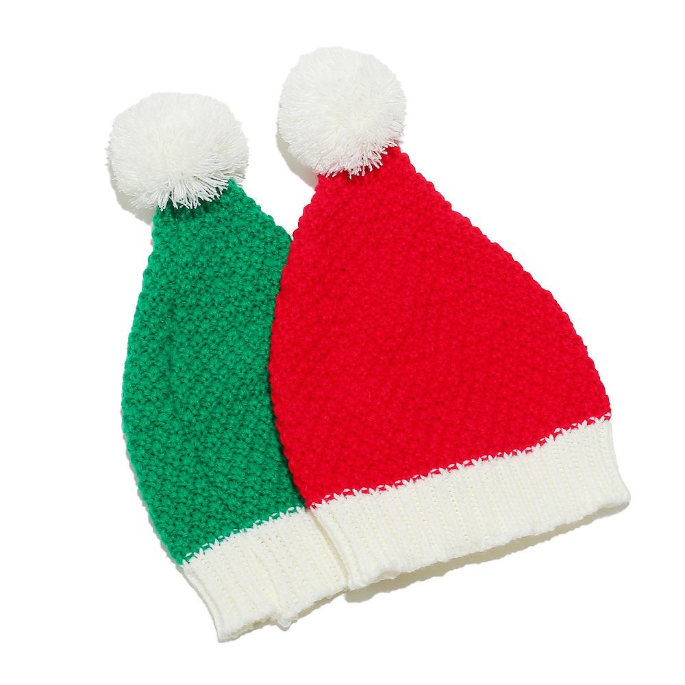Autumn and winter Santa Claus men and women red green long tube knitted hat wool hat Christmas hat
