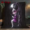 Dark Gothic Girl 2D Flat Pattern Flannel Blanket High Quality All Seasons Warmth and Comfort Perfect for Christmas Gifts.MMT0918246