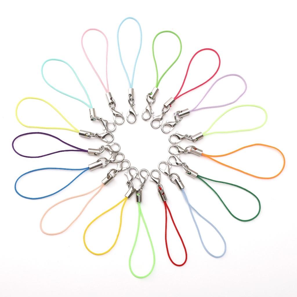 10Pcs/pack Polyester Phone Strap Lobster Clasp Phone Strap Doll String Keychain Phone Lanyard