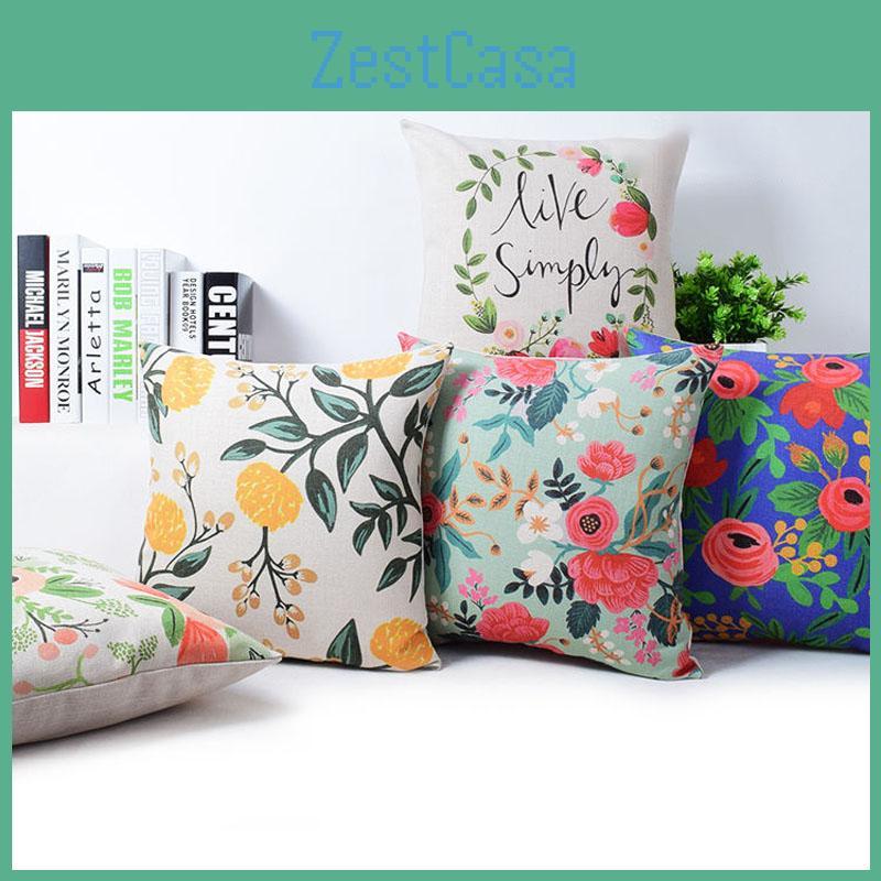 Exquisite Vivid Flower Floral Plants Linen Pillow Case For Decorative Cushion 18