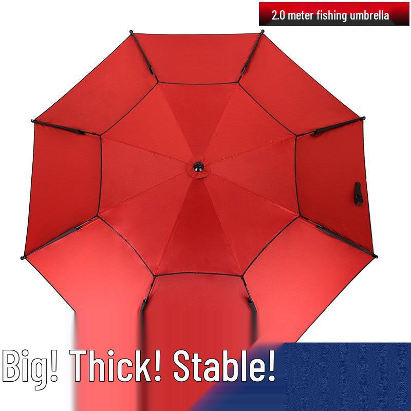 Large Red 2.0 Folding Fishing Umbrella – Sun and Rain Protection Outdoor Sunshade