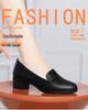 2025 Spring/Autumn Comfortable Soft Leather Chunky Heel Shoes for Women - Versatile for Middle-Aged and Elderly