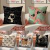 Pug Cushion Cover Linen Pillowcase Cover Soft Decor For Sofa Home Room