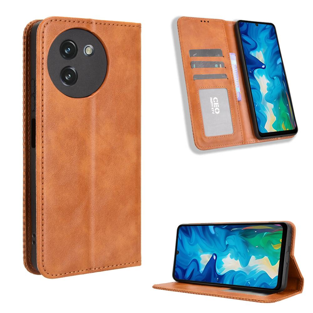 For Doogee Note 59 Pro/Doogee Note 59 Leather Case Wallet Stand Retro Texture Phone Cover