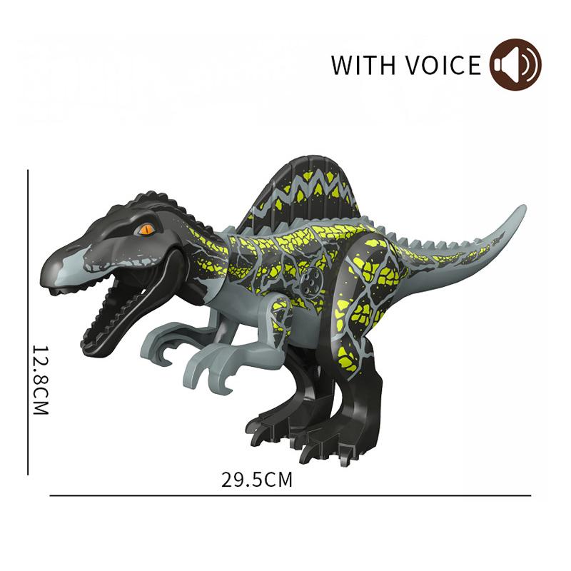 With Sound Assembled Building Blocks Dinosaur World T-Rex Velociraptor Triceratops Jurassic Animal Model Bricks Figure Toys Gift