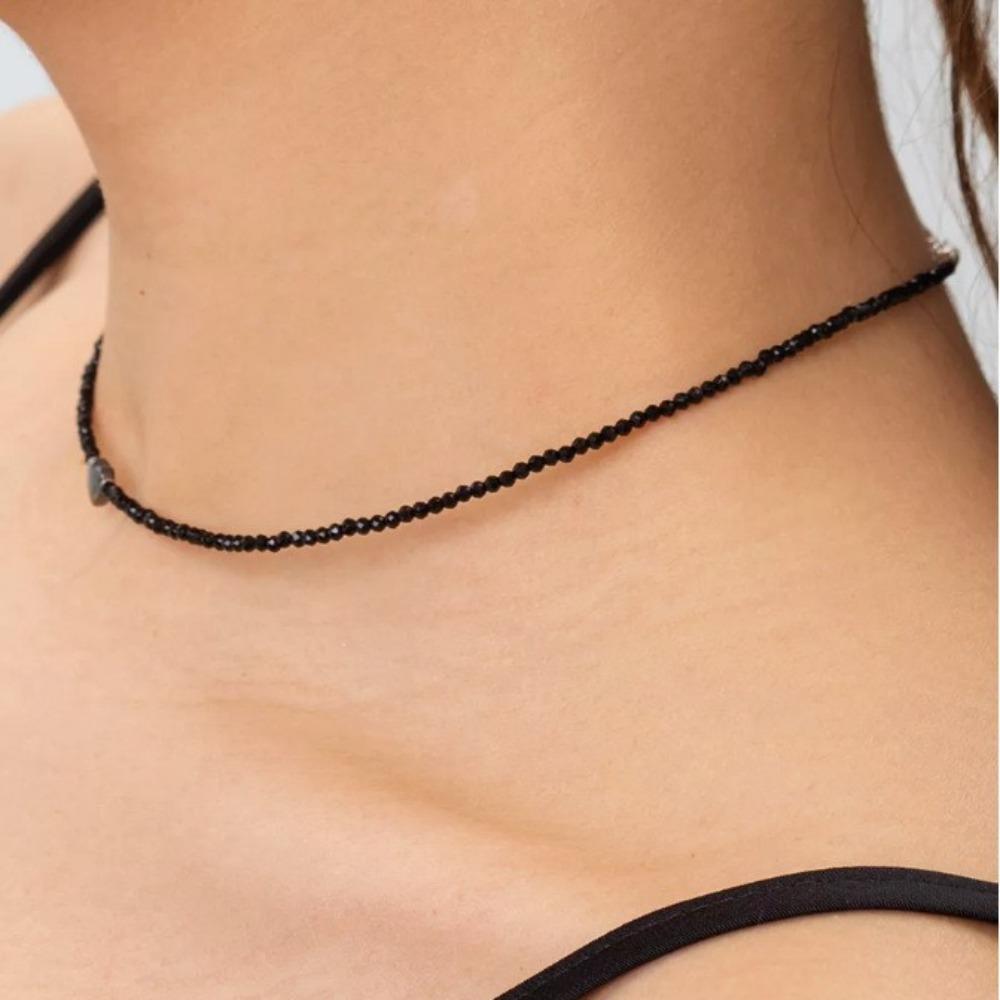Gioielli Vetro di Cristallo Perline di Riso Pietra Nera Collana Catena Clavicola Vento Semplice Collana Femminile