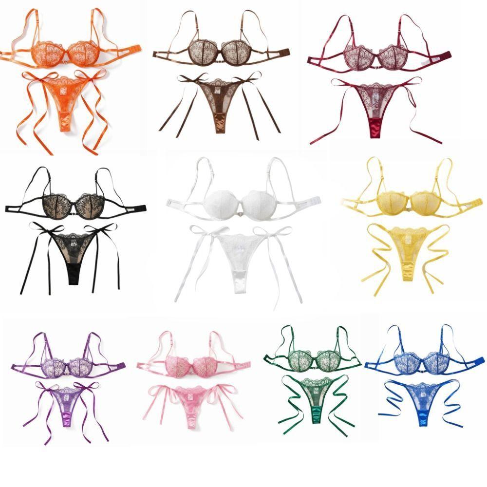 Hollowed-out Thong Bra Suit Lace-up Underwear Sets Versatile Lace Lingerie Set Valentine's Day