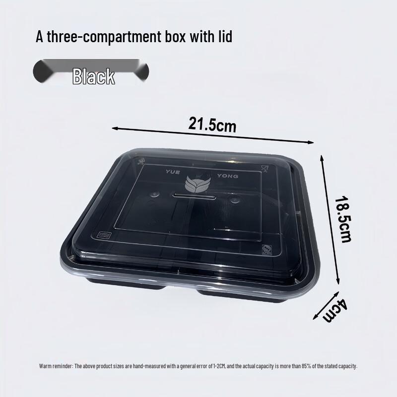 Microwavable 3-Compartment Square Plastic Takeout Boxes