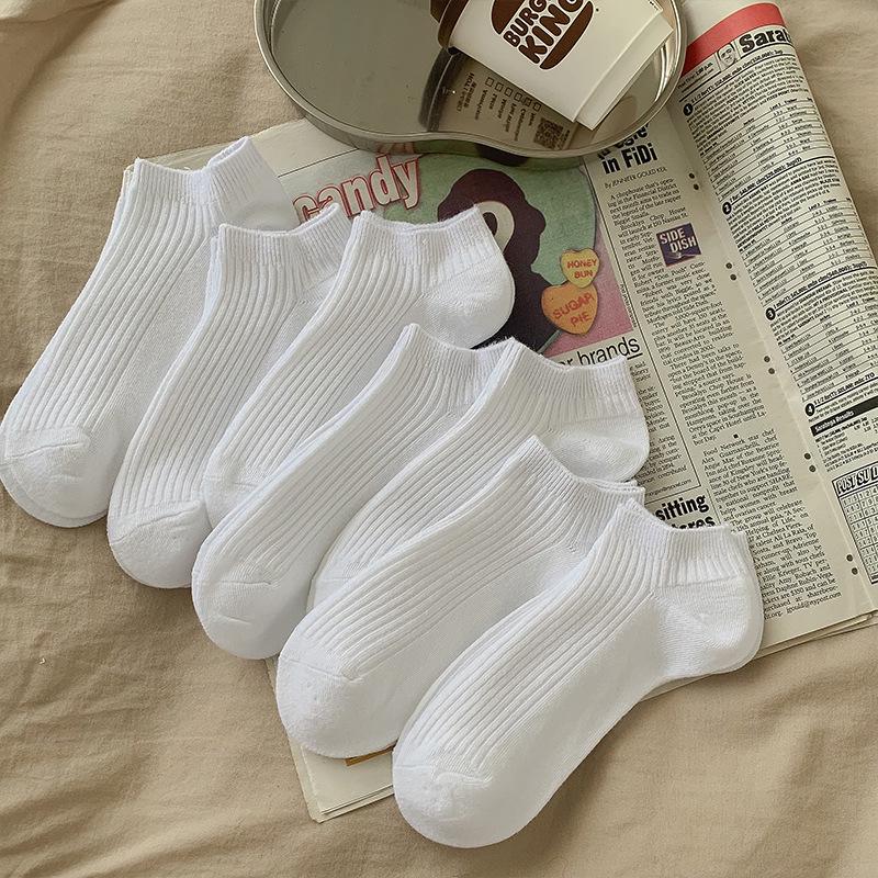 Unisex atmungsaktive Baumwoll-Knöchelsocken mit niedrigem Bund - Weiß & Schwarz Dünne Socken für Sommersport