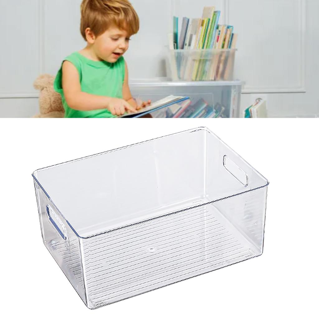 Book Storage Container Transparent Versatile Book Storage Organizer Container Bin with Handle for