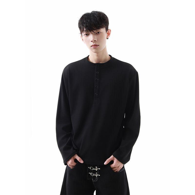 51 Hip-Hop American High Street Thickened Self-Heating Thermal Derong Base Layer Men's Winter Half-Zip Long-Sleeve T-Shirt