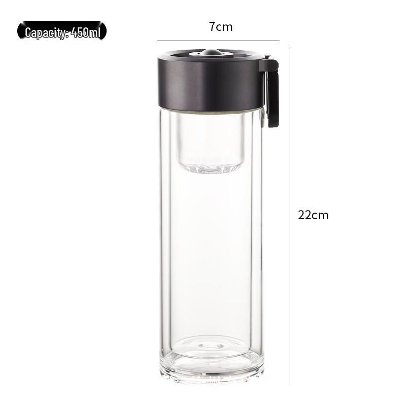 Shuangqi Double-Layer Borosilicate Glass Tea Water Bottle with Handle
