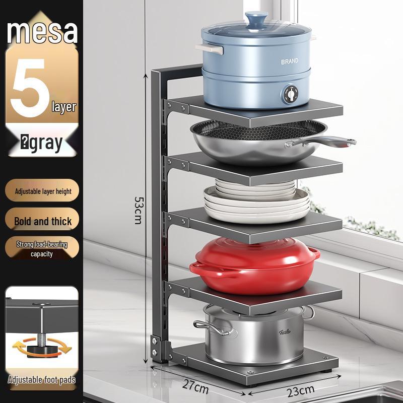 Estante de almacenamiento de ollas y utensilios de cocina de múltiples capas para cocina, organizador de encimera bajo el fregadero, diseño de doble cara