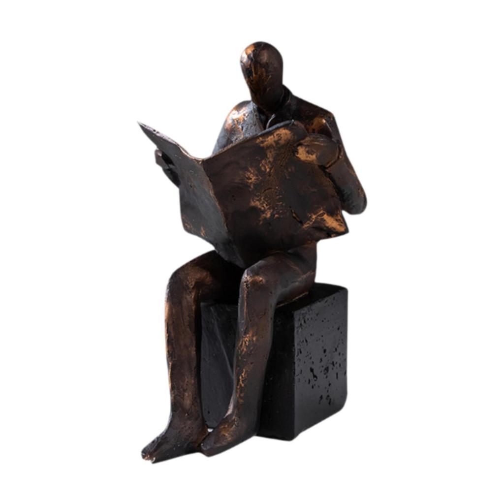 Lesende Figur Harz Buchstütze Dekoration Sammlerstück Buchleser Skulptur Schreibtischornament für Regale Arbeitszimmer Schreibtisch Wohnzimmer