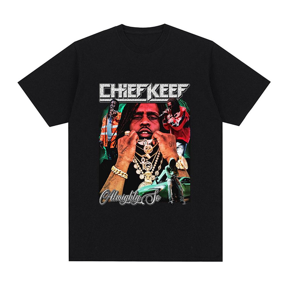 Rapper Chief Keef Lead leads high-quality T-shirts for men and women hip-hop retro cotton casual soft loose casual loose tops