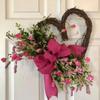 Heart Shaped Artificial Rose Wreath Valentine's Decoration Spring Wreath for Front Door Wall Window Wedding Anniversary