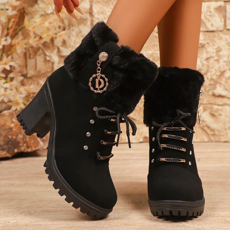 Suede Women Boots Winter Designer High Heels Shoes for Women 2025 New Short Plush High Platform Ankle Elegant Boot