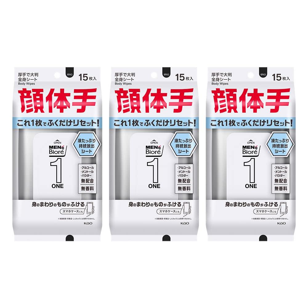 

Biore ONE Hands and Accessories Wiping Sheets 15 sheets x 3 Men s Face, Body,