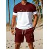 Sommeranzug 3D-Druck Herren Freizeit Kurzarmanzug Geeignet für Sportanzug Herren Rundhals Kurzarm Oberteil Und Shorts