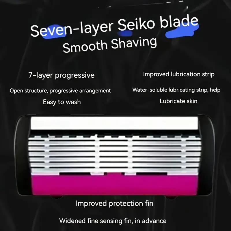 Six-Layer Manual Razor with Holder and Seven-Blade Razor Head